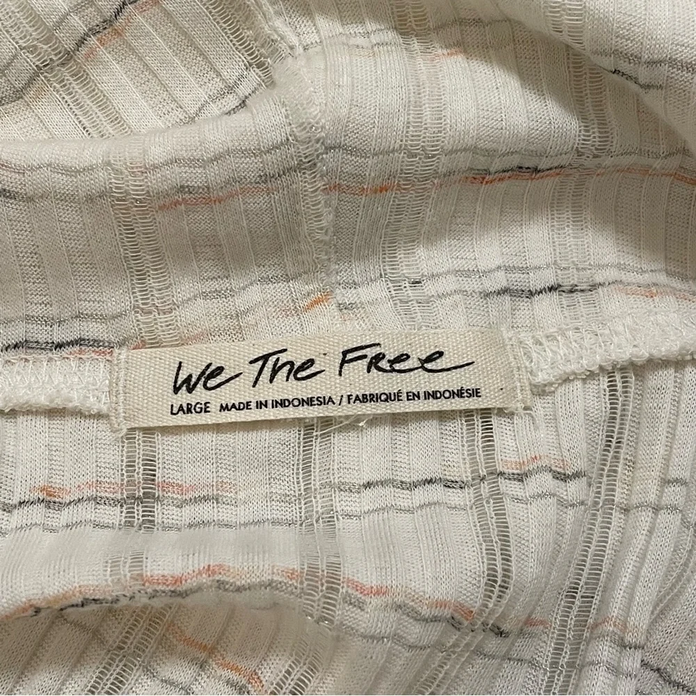 FREE PEOPLE Snowbunny Striped Off the Shoulder Metallic Long Sleeve Top L NWT.